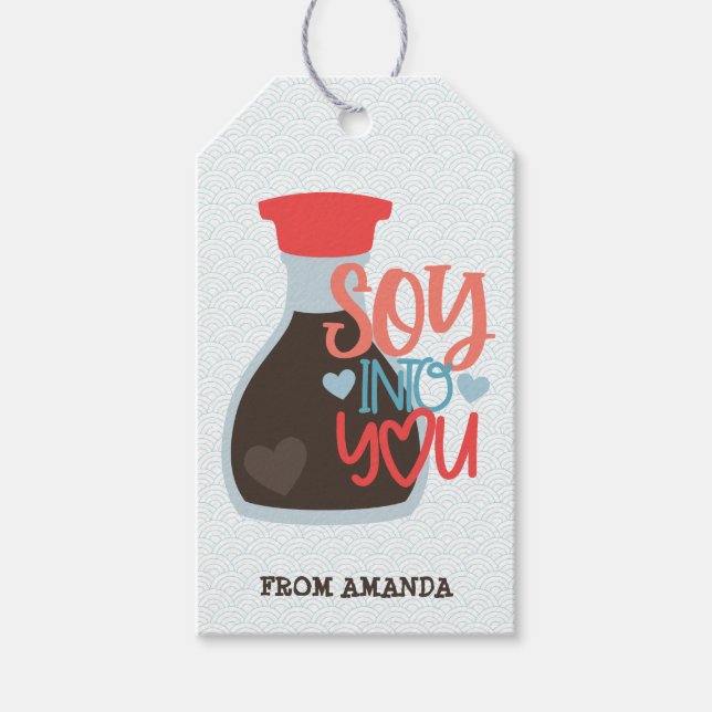 Soy to You Punny Valentine Presentetikett (Framsidan)