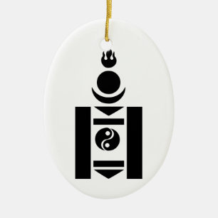 Soyombo mongoliskt symbol julgransprydnad keramik