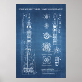 Soyuz Spacecraft - blåkopia Poster
