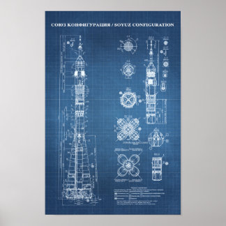 Soyuz Spacecraft - blåkopia Poster