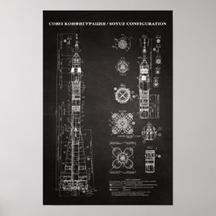 Soyuz Spacecraft - blåkopia Poster