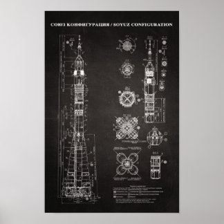 Soyuz Spacecraft - blåkopia Poster