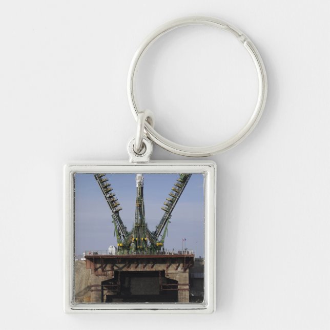 Soyuz TMA-13-rymdfarkosten Fyrkantig Silverfärgad Nyckelring (Framsidan)