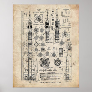 Soyuz-U2 Launch Fordon Patent Poster