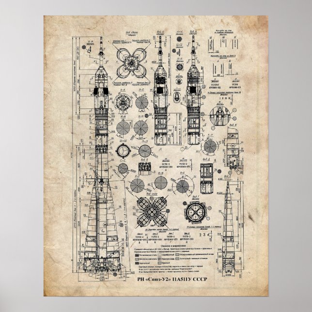 Soyuz-U2 Launch Fordon Patent Poster (Framsidan)