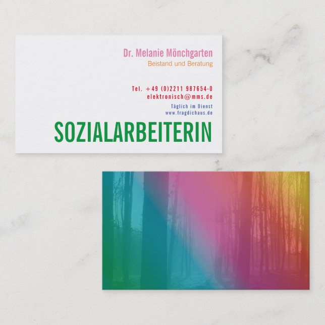 Sozialarbeiterin Social Worker Visitkort (Fram/baksida)