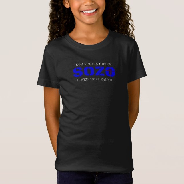 Sozo Love, God Speaks Greek T-Shirt (Framsida)