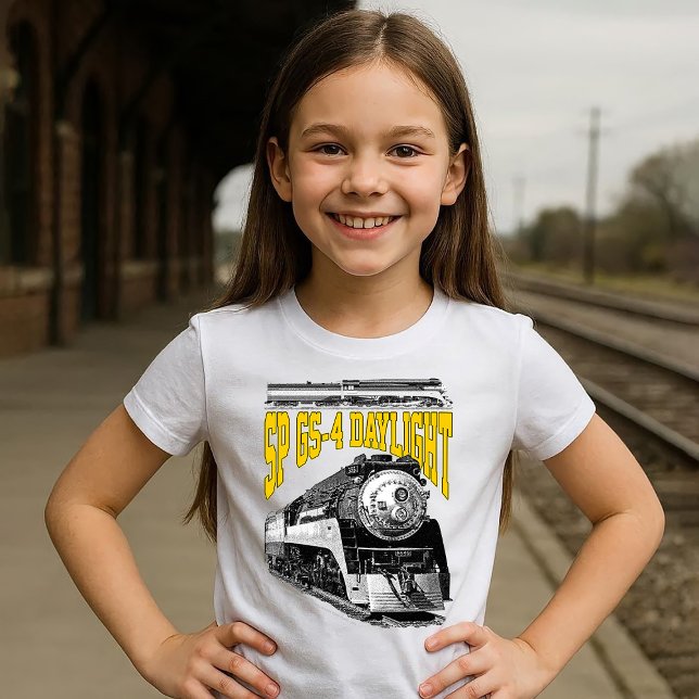 SP GS-4 Ånglok Dagstids 4449 T Shirt (SP GS-4 Daylight 4449 Steam Train Locomotive. Girl Basic White T-Shirt)