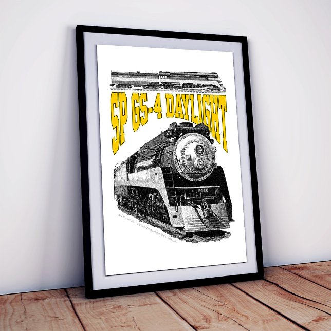 SP GS-4 Ånglok Dagtid 4449 Poster (SP GS-4 Daylight 4449 Steam Train Locomotive. Poster)