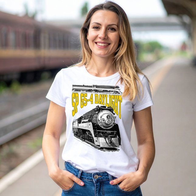 SP GS-4 Ånglokomotiv 4449 Daylight T Shirt (SP GS-4 Daylight 4449 Steam Train Locomotive. Women Basic White T-Shirt)