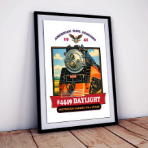 SP GS-4 Daylight 4449 Steam Locomotive Retro Print
