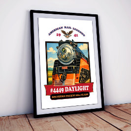 SP GS-4 Daylight 4449 Steam Locomotive Retro Print Poster