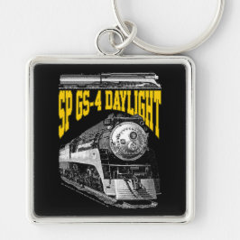SP GS-4 Daylight Steam Locomotive. 4449 Train Fyrkantig Silverfärgad Nyckelring