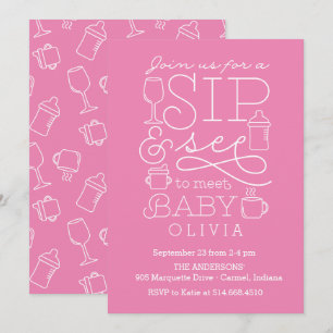 Sp och se Baby Shower-inbjudningar Flickor Inbjudningar