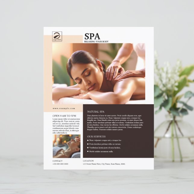 Spa and Beauty Care Service Flyer Template (Stående Fram)