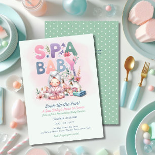 Spa Baby Shower - Pamper Day Mint-Grönt Inbjudningar