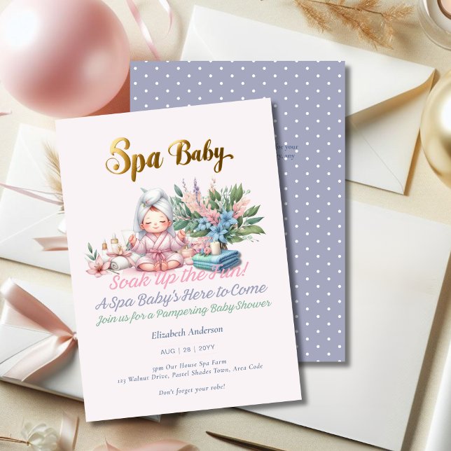 Spa Baby Shower - Pamper Day Pastel Shades Inbjudningar (Skapare uppladdad)
