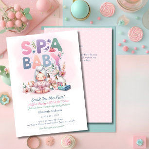 Spa Baby Shower - Pamper Day Rosa Inbjudningar