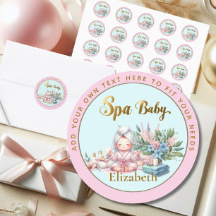 Spa Baby Shower Tack Favor Goody Bag Gift Runt Klistermärke