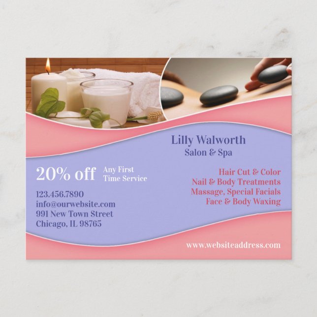 Spa Beauty Massage Postcard Meddelande Vykort (Framsida)