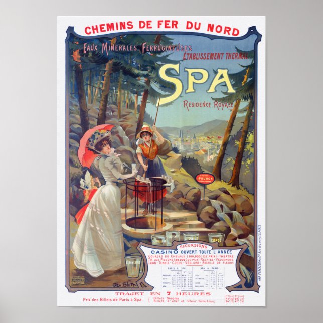 Spa Belgium Vintage Railroad Poster 1900-talet (Framsidan)