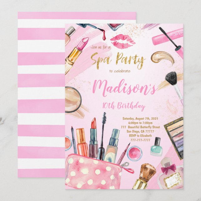 Spa Birthday Inbjudan (Fram/baksida)