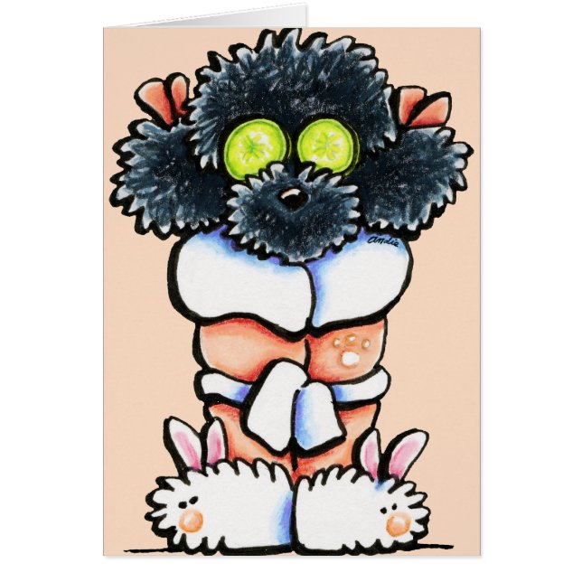 Spa Black Pudel Hälsningskort (Framsidan)
