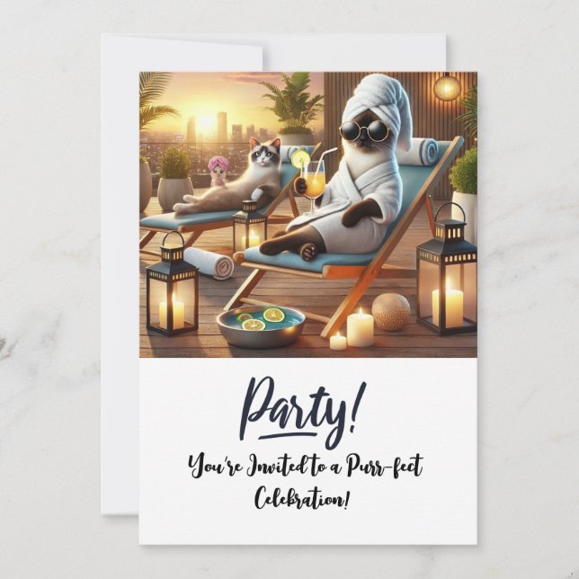 SPA Cat Födelsedagsfest inbjudan-kort Inbjudningar (Framsida)