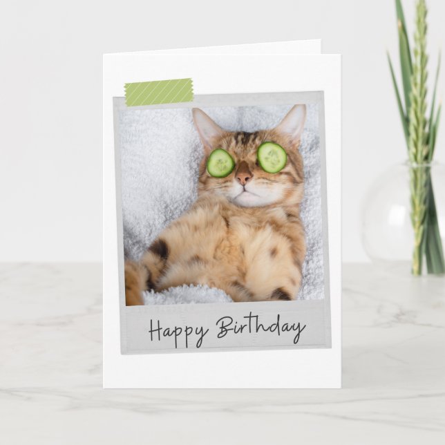 Spa Cat Funny Birthday-kort Kort (Framsida)