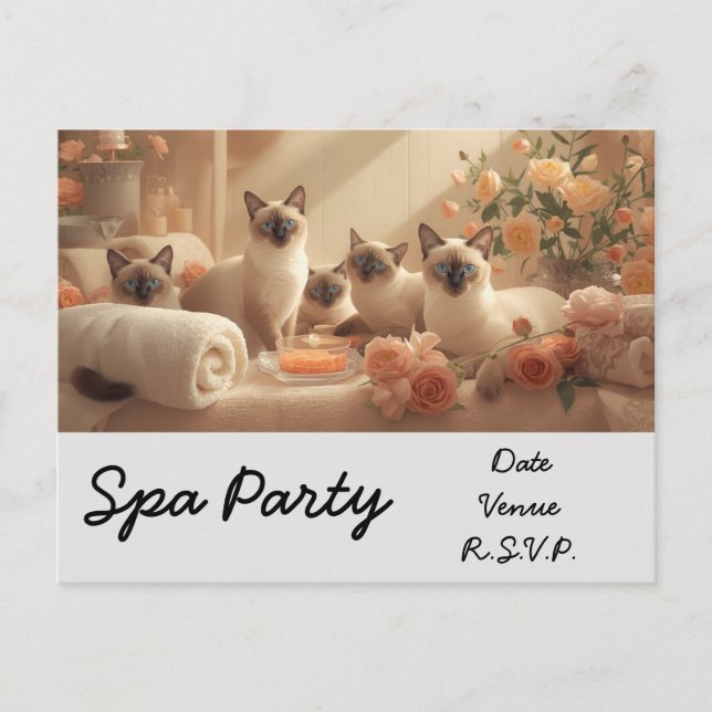 Spa Cat Party vid behandling av spa Vykort (Framsida)