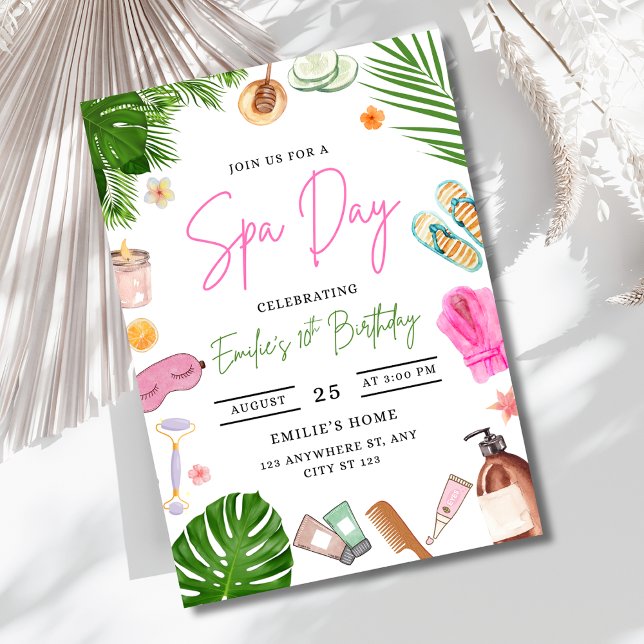 Spa-dag Födelsedagsflickor Förpella Fester Spa Gla Inbjudningar (Skapare uppladdad)