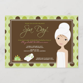 Spa-dag Prickar Bröllopsfest-inbjudan (Lime) Inbjudningar