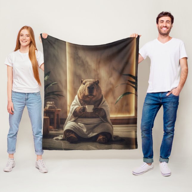 Spa Day Capybara Coffee Break Fleecefilt (På plats)