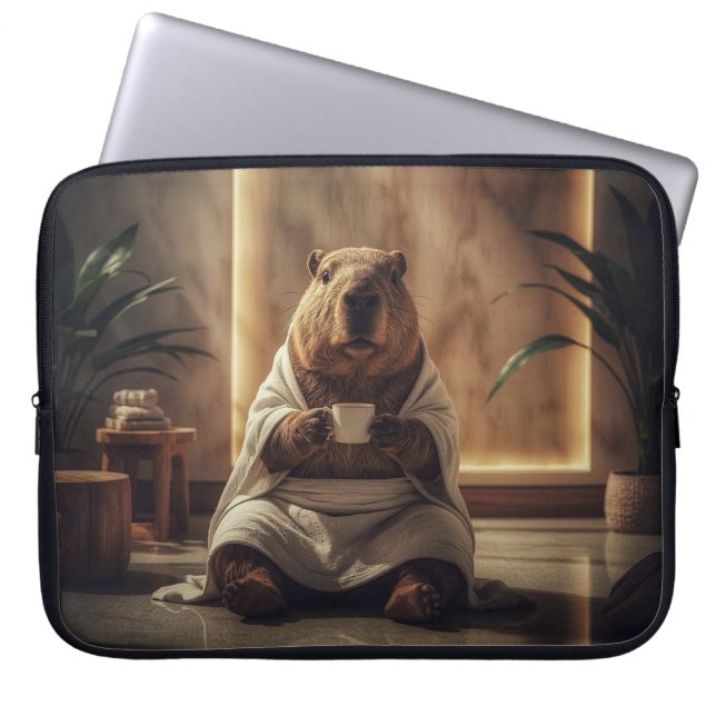 Spa Day Capybara Coffee Break Laptop Fodral (Framsidan)