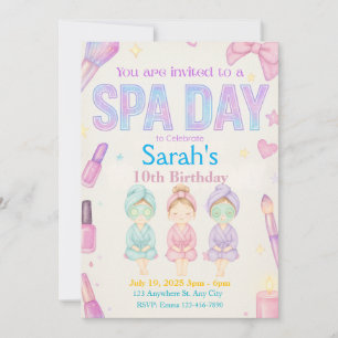 Spa Day Girl's Party Birthday bjudande Inbjudningar