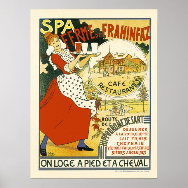 SPA FERME DE FRAHINFAZ Cafe Restaurant 1894 Advert Poster (Framsidan)