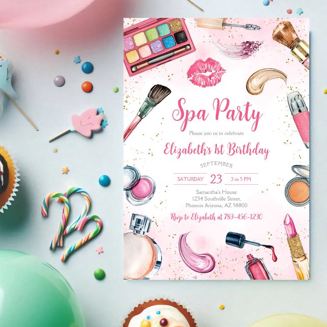 Spa-fest Glamour och Glans Födelsedagsinbjudan Inbjudningar (Skapare uppladdad)