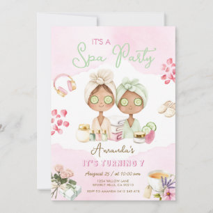 Spa-fest rosa flickfödelsedagsinbjudan inbjudningar