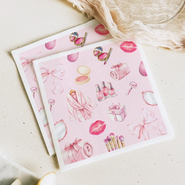 Spa-fest rosa födelsedagsfest pappersservett (Skapare uppladdad)