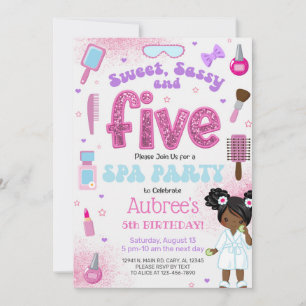 SPA, flicka 5-års födelsedagsinbjudan, 5 år gammal Inbjudningar