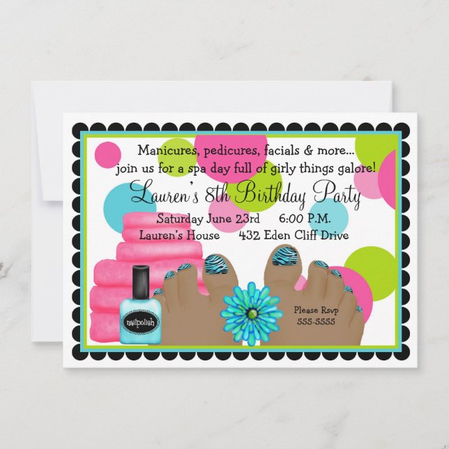 Spa Födelsedagsfest inbjudan (Framsida)