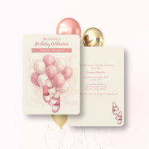 Spa födelsedagsinbjudan, Rosa ballonger Tofflor