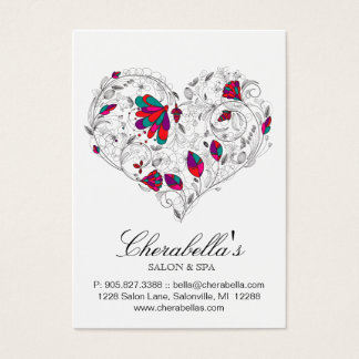 Spa Gift Card Salon Valentines Blommigt Heart Färg Visitkort