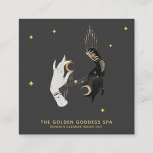 *~* Spa Händer Stars Måne Mystic Guld Handflatan L Fyrkantigt Visitkort