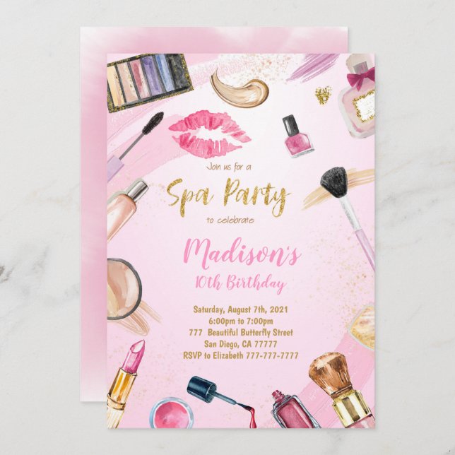 SpA-inbjudan på födelsedagen i Party Inbjudningar (Fram/baksida)