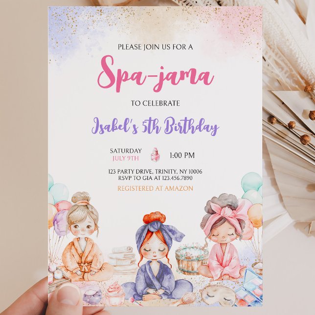 Spa-jama Födelsedagsfest Inbjudningar (Skapare uppladdad)