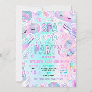 Spa-Jama Slumber Party Pastel Spa Sleepover Party Inbjudningar