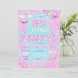 Spa-Jama Spa- och Sleepover-Födelsedagsfest Inbjudningar