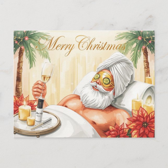 Spa jul tema med Tomte  Helg Vykort (Framsida)