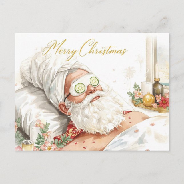 Spa-Jultomte med Gurka  God Jul  Vykort (Framsida)